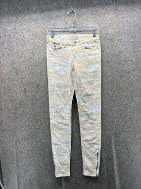Maison Scotch Jeans Womens 27 Beige Camo Skinny Ankle Zip La Bohemienne